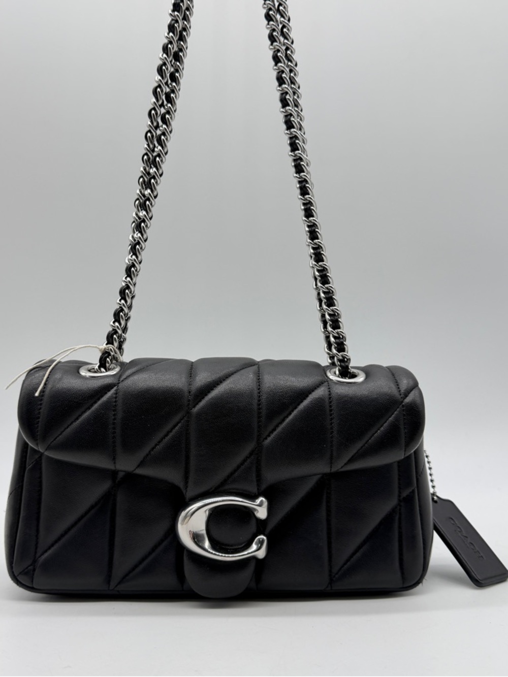 COACH Tabby 20 quilted leather mini convertible shoulder crossbody bag -BLACK - Picture 6 of 14
